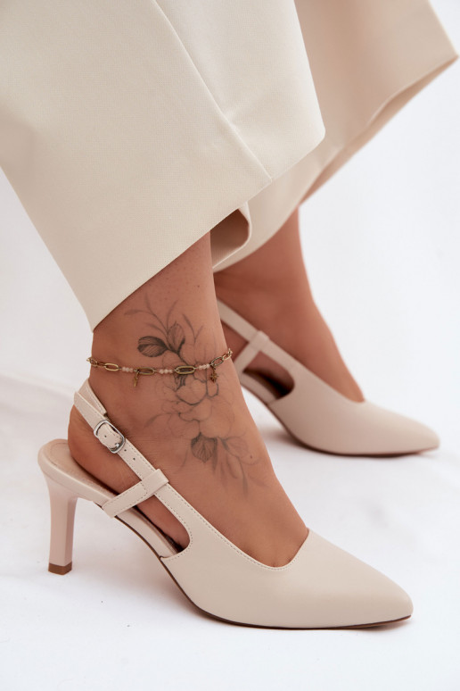 Sandálias femininas com salto Sergio Leone SK157 bege