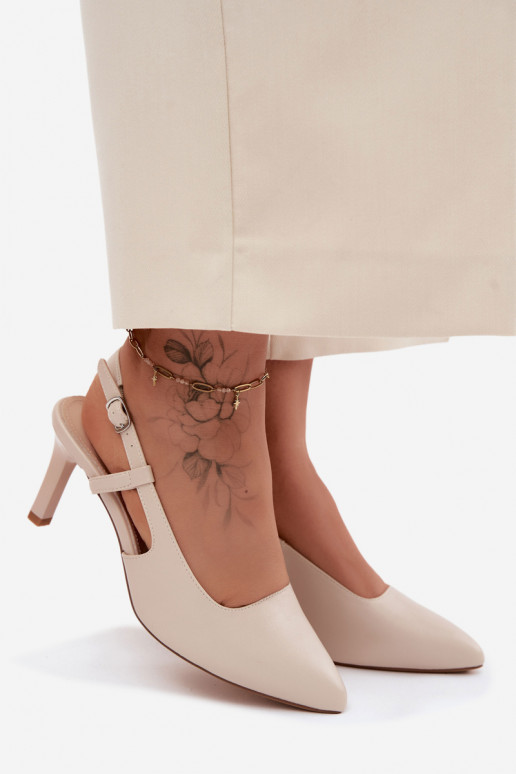 Sandálias femininas com salto Sergio Leone SK157 bege