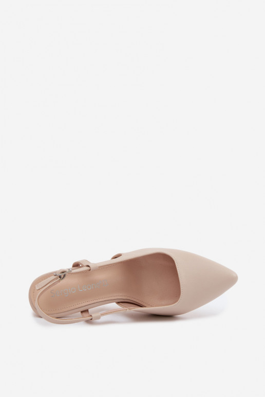 Sandálias femininas com salto Sergio Leone SK157 bege