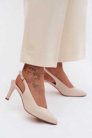 Sandálias femininas Habilitado Smukłym Obcasie Sergio Leone SK158 bege 2