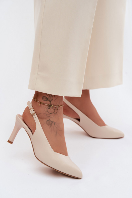 Sandálias femininas Habilitado Smukłym Obcasie Sergio Leone SK158 bege