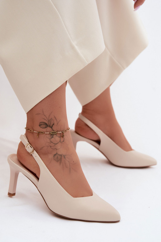 Sandálias femininas Habilitado Smukłym Obcasie Sergio Leone SK158 bege