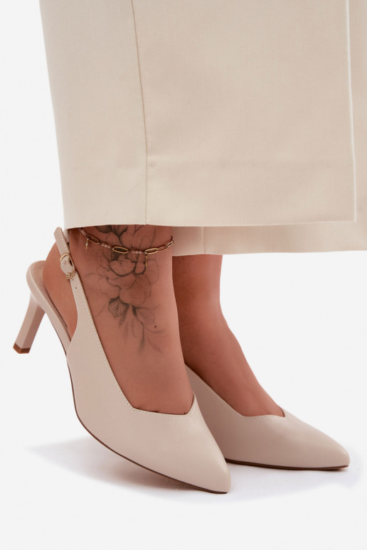 Sandálias femininas Habilitado Smukłym Obcasie Sergio Leone SK158 bege