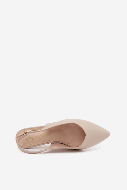Sandálias femininas Habilitado Smukłym Obcasie Sergio Leone SK158 bege