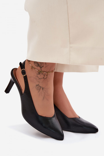 Sandálias femininas Habilitado Smukłym Obcasie Sergio Leone SK158 cor preta