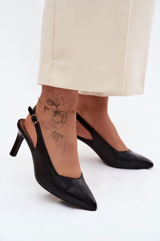 Sandálias femininas Habilitado Smukłym Obcasie Sergio Leone SK158 cor preta