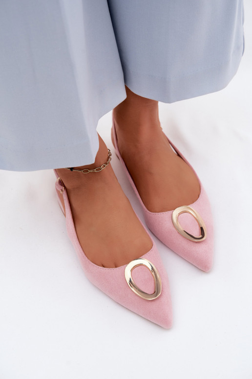 Sandálias femininas com salto largo com enfeites cor rosa Sparkle