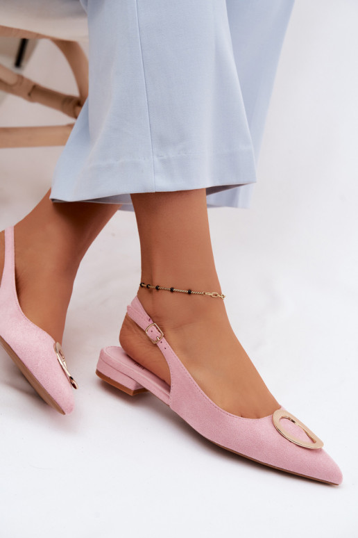 Sandálias femininas com salto largo com enfeites cor rosa Sparkle