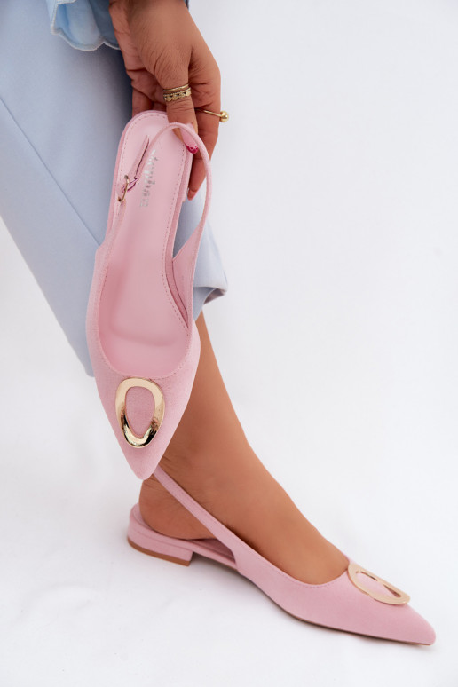 Sandálias femininas com salto largo com enfeites cor rosa Sparkle