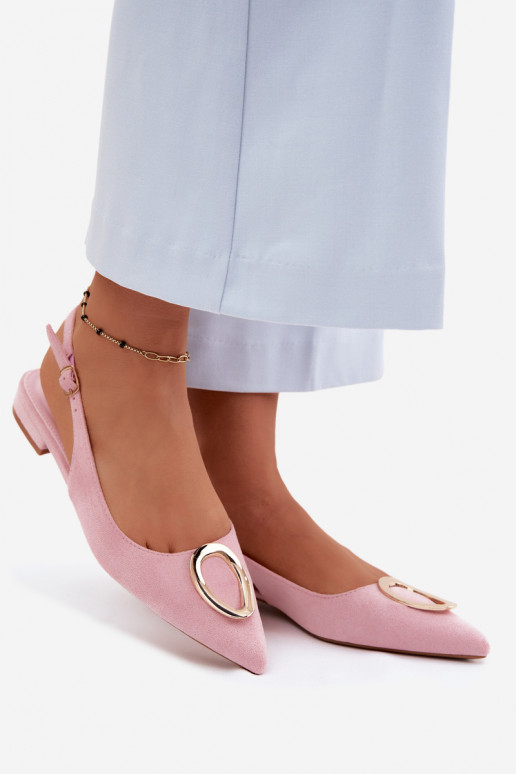 Sandálias femininas com salto largo com enfeites cor rosa Sparkle