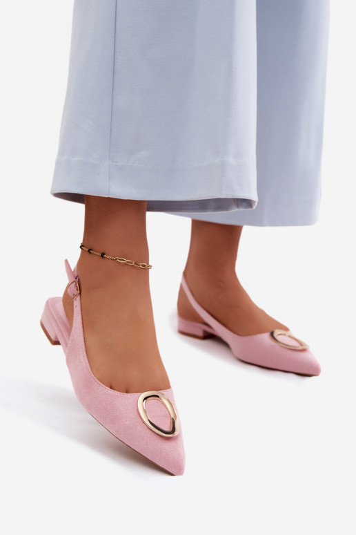 Sandálias femininas com salto largo com enfeites cor rosa Sparkle