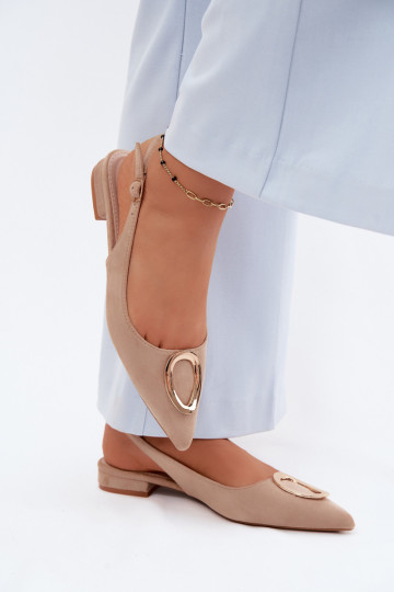 Sandálias femininas com salto largo com enfeites bege Sparkle