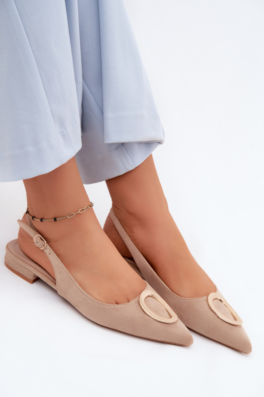 Sandálias femininas com salto largo com enfeites bege Sparkle