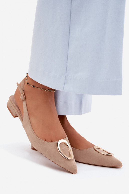 Sandálias femininas com salto largo com enfeites bege Sparkle