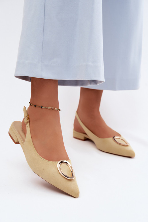 Sandálias femininas com salto largo com enfeites cor amarela Sparkle