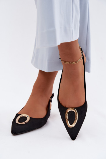 Sandálias femininas com salto largo com enfeites cor preta Sparkle 2