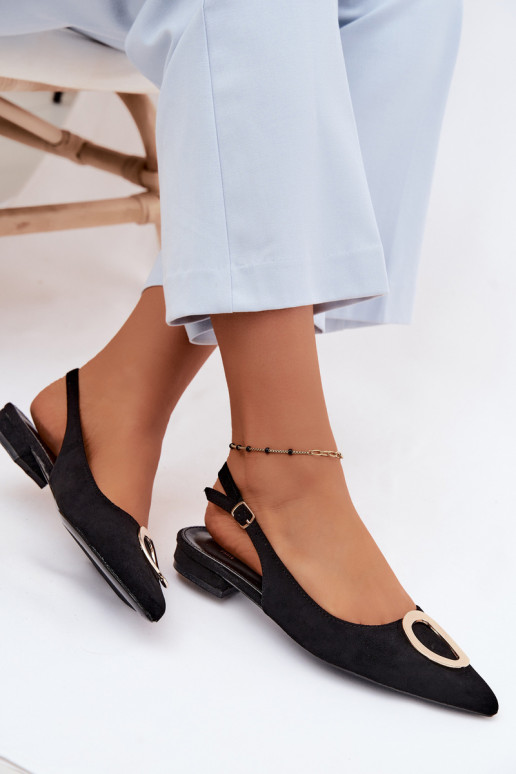 Sandálias femininas com salto largo com enfeites cor preta Sparkle