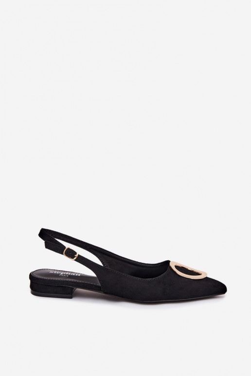 Sandálias femininas com salto largo com enfeites cor preta Sparkle