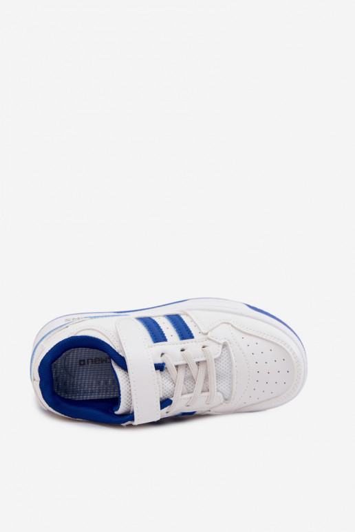 Tênis infantis com fechos adesivos branco-azul Neressa