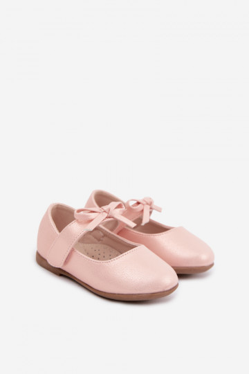 Balerinas infantis com fechos adesivos e laços na cor rosa Drippy