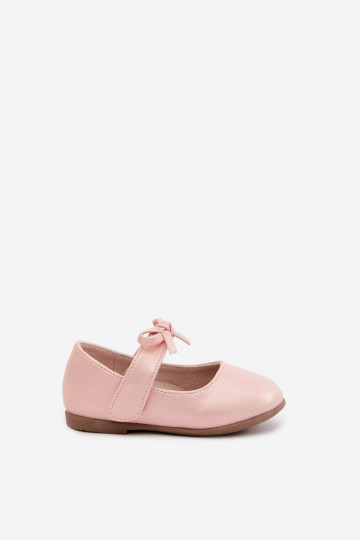 Balerinas infantis com fechos adesivos e laços na cor rosa Drippy 2