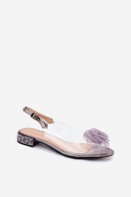 Sandálias femininas TransparenteRosa D&A MR61-9003 cor cinza