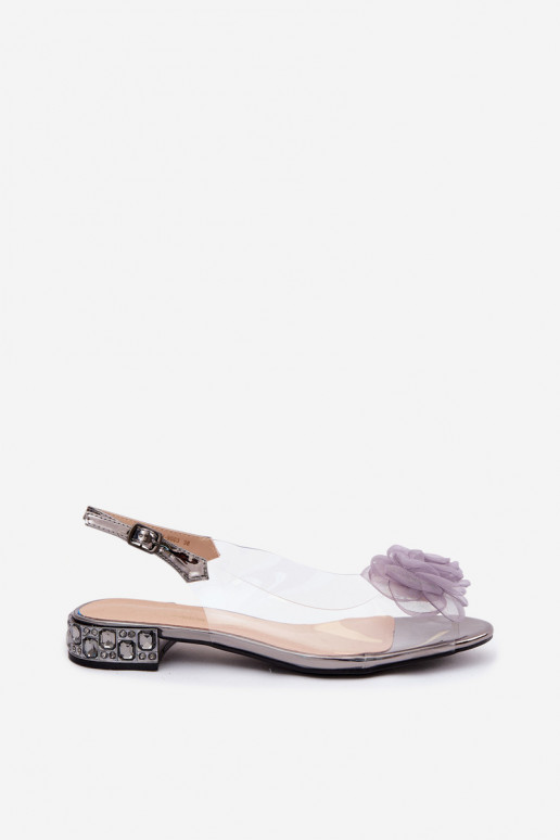 Sandálias femininas TransparenteRosa D&A MR61-9003 cor cinza