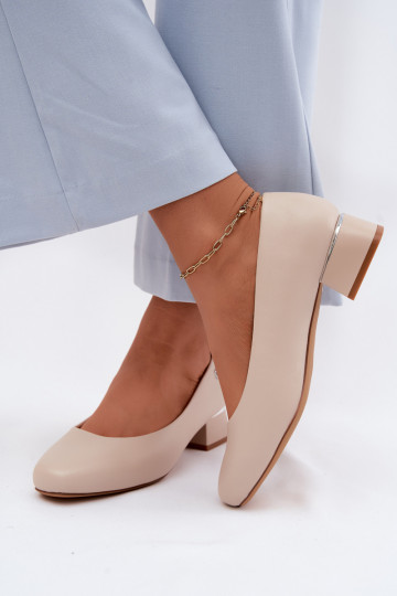 Sapatos de salto em couro sintético Sergio Leone PB417 na cor marfim
