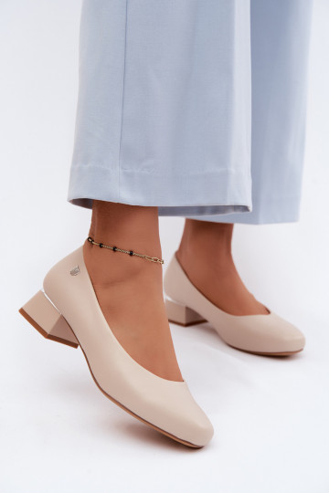Sapatos de salto em couro sintético Sergio Leone PB417 na cor marfim 2