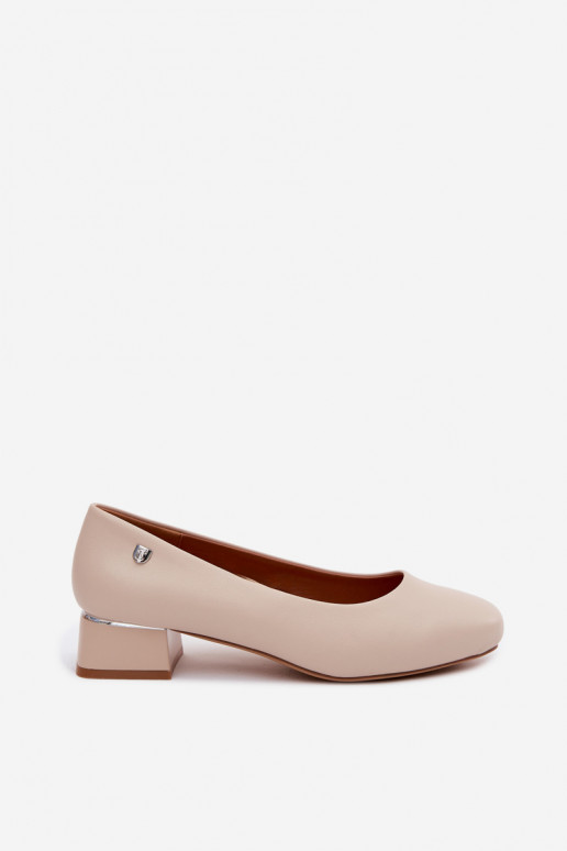 Sapatos de salto em couro sintético Sergio Leone PB417 na cor marfim