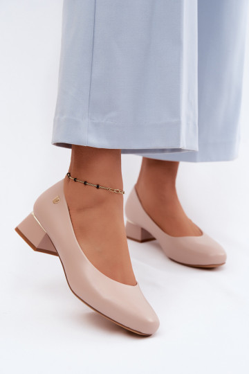 Sapatos de salto em couro sintético Sergio Leone PB417 na cor areia 2