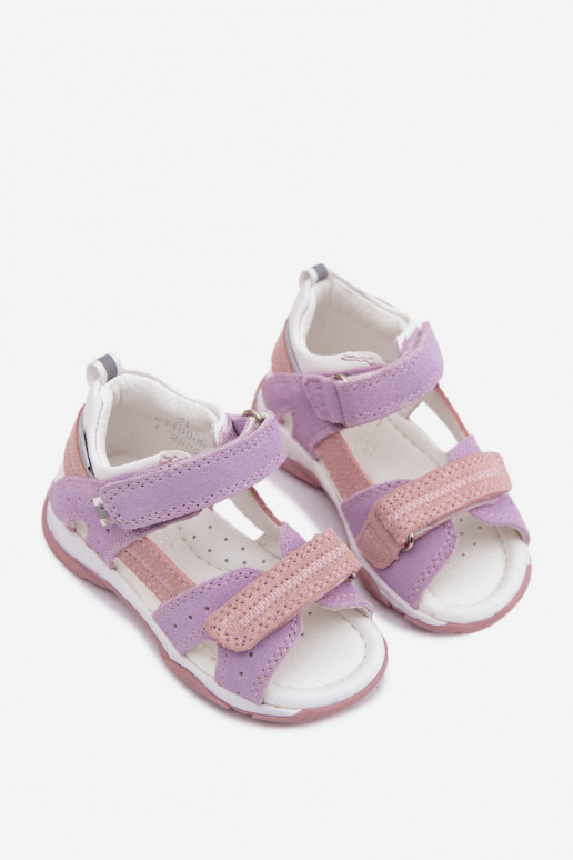 Sandálias de camurça Bartek 84409-66 para crianças em violeta