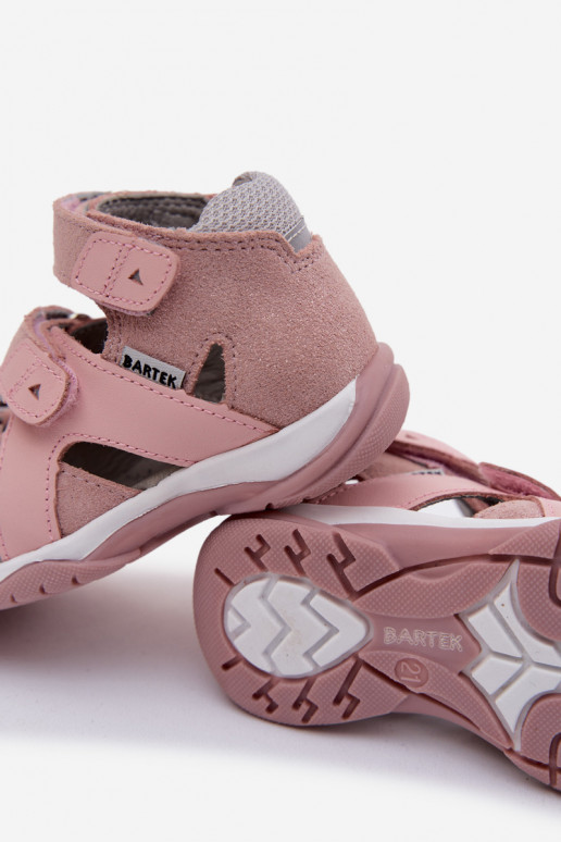 Sandálias femininas para crianças com brilho Bartek 84405-85 cor rosa