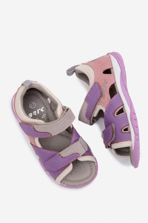 Sandálias de couro Bartek 84413-85 para crianças em violeta