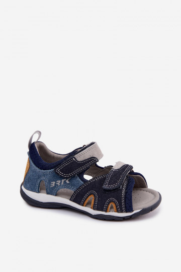 Sandálias de couro Bartek 84413-68 para meninos em azul escuro