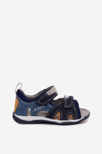 Sandálias de couro Bartek 84413-68 para meninos em azul escuro 2