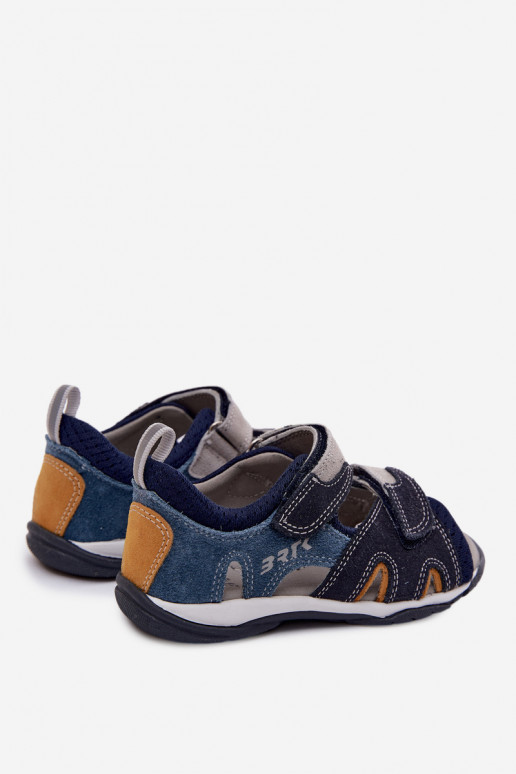 Sandálias de couro Bartek 84413-68 para meninos em azul escuro