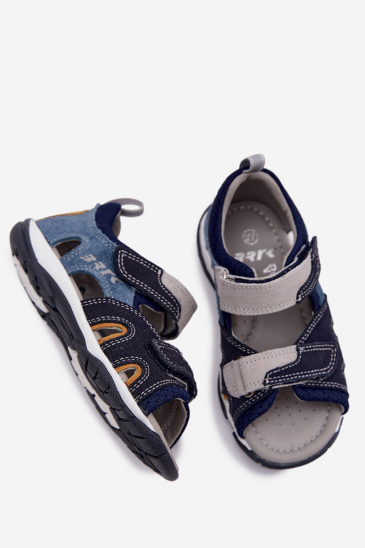 Sandálias de couro Bartek 84413-68 para meninos em azul escuro