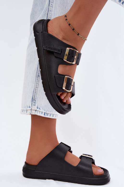 Chinelos leves femininos D.Franklin DFSH413001 na cor preta