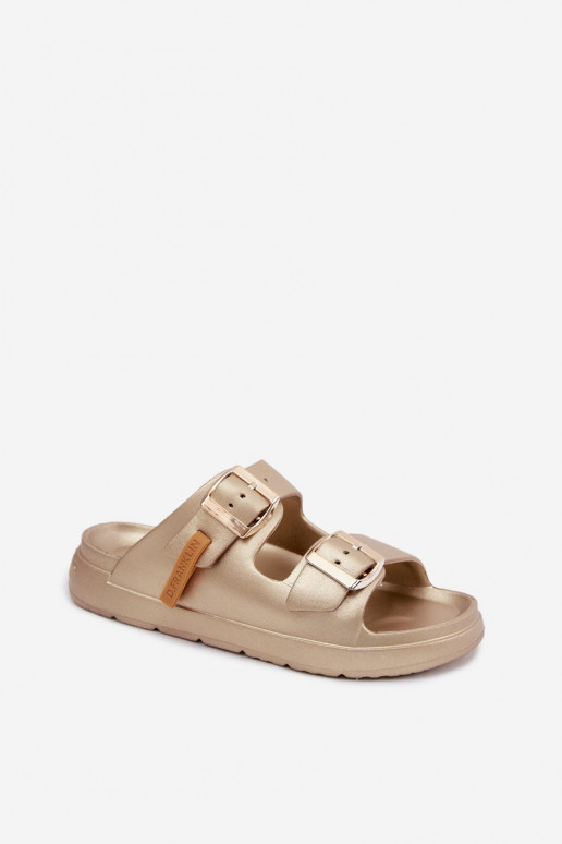 Chinelos leves femininos D.Franklin DFSH413002 na cor dourada