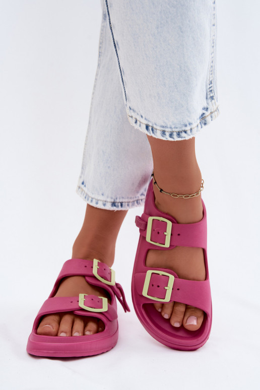 Chinelos leves femininos com fivelas D.Franklin DFSH413005 cor rosa