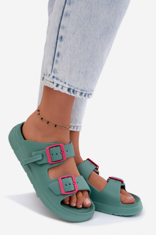 Chinelos leves femininos com fivelas D.Franklin DFSH413005 cor azul