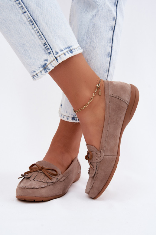 mocassins femininosHabilitadoturalnego de camurçau bege Vantae
