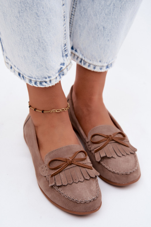 mocassins femininosHabilitadoturalnego de camurçau bege Vantae
