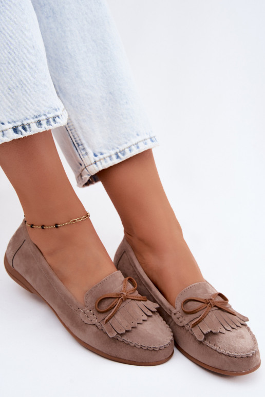 mocassins femininosHabilitadoturalnego de camurçau bege Vantae