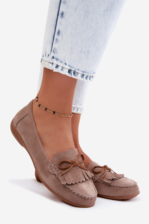 mocassins femininosHabilitadoturalnego de camurçau bege Vantae
