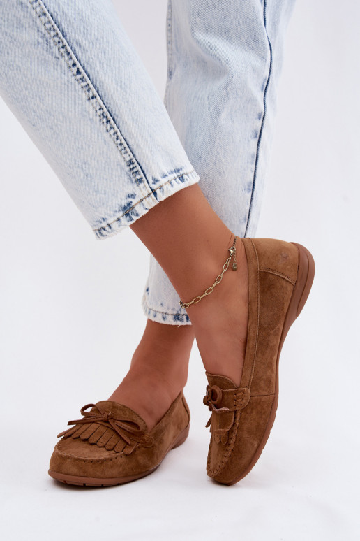mocassins femininosHabilitadoturalnego de camurçau cor marrom Vantae