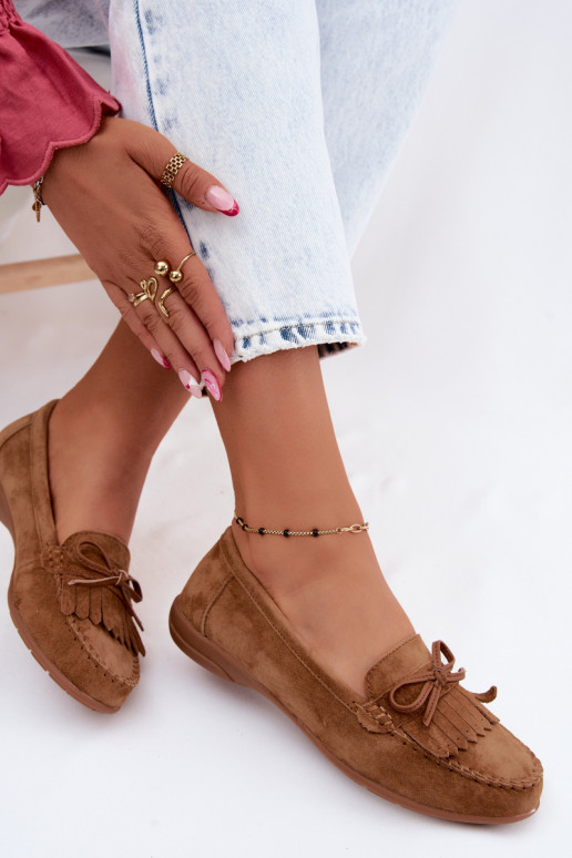 mocassins femininosHabilitadoturalnego de camurçau cor marrom Vantae