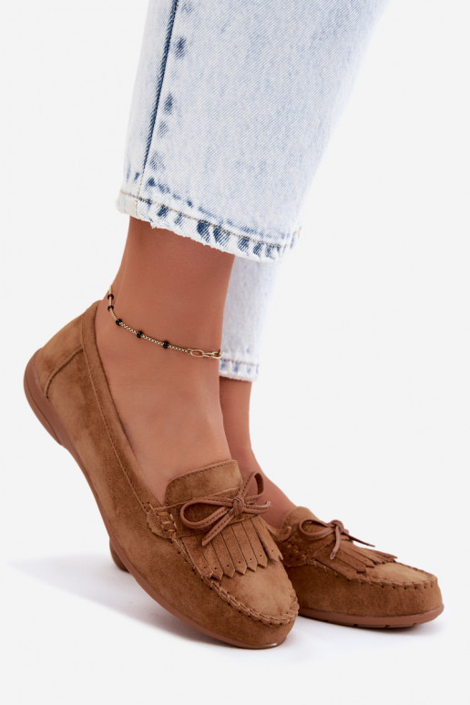 mocassins femininosHabilitadoturalnego de camurçau cor marrom Vantae