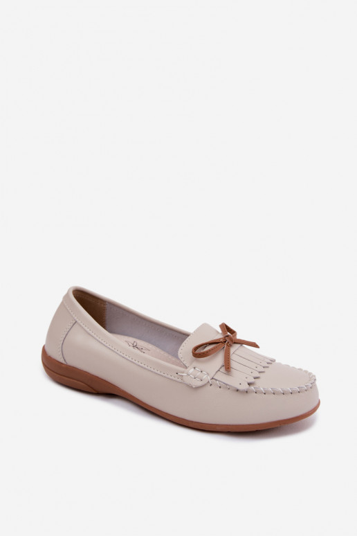 Mocassins femininos em couro sintético na cor areia Vantae